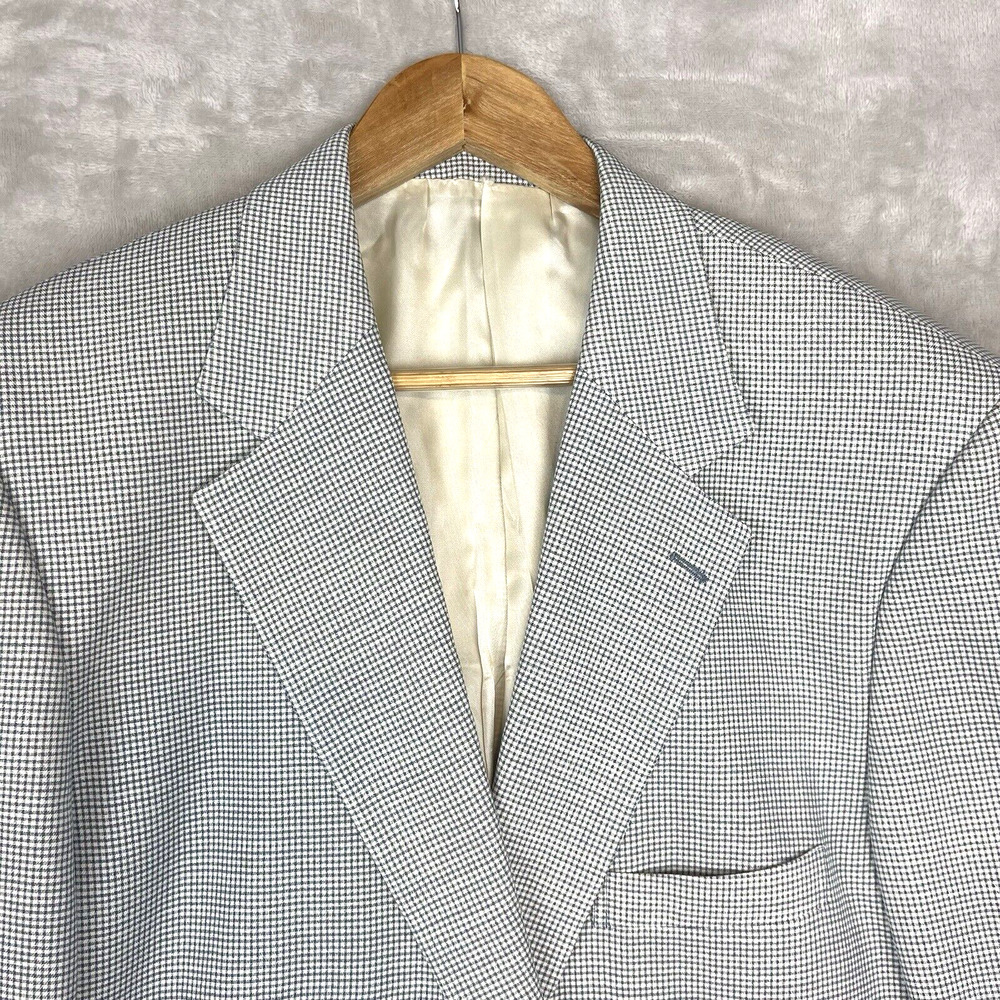 Vintage Travel Smith 100% Silk Blazer Men's 44R Gray Herringbone Academia